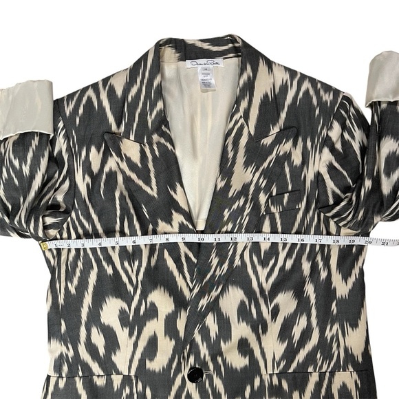 Oscar De La Renta SS19 Runway Ikat Print Caftan Silk Blend Blazer Size 10 - Picture 16 of 16